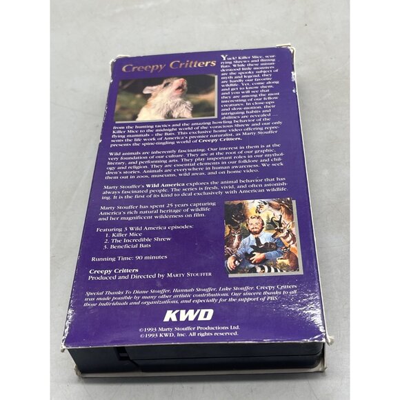 vintage Marty Stouffer's Wild America Creepy Critters VHS tape 1993 English READ - Picture 2 of 3